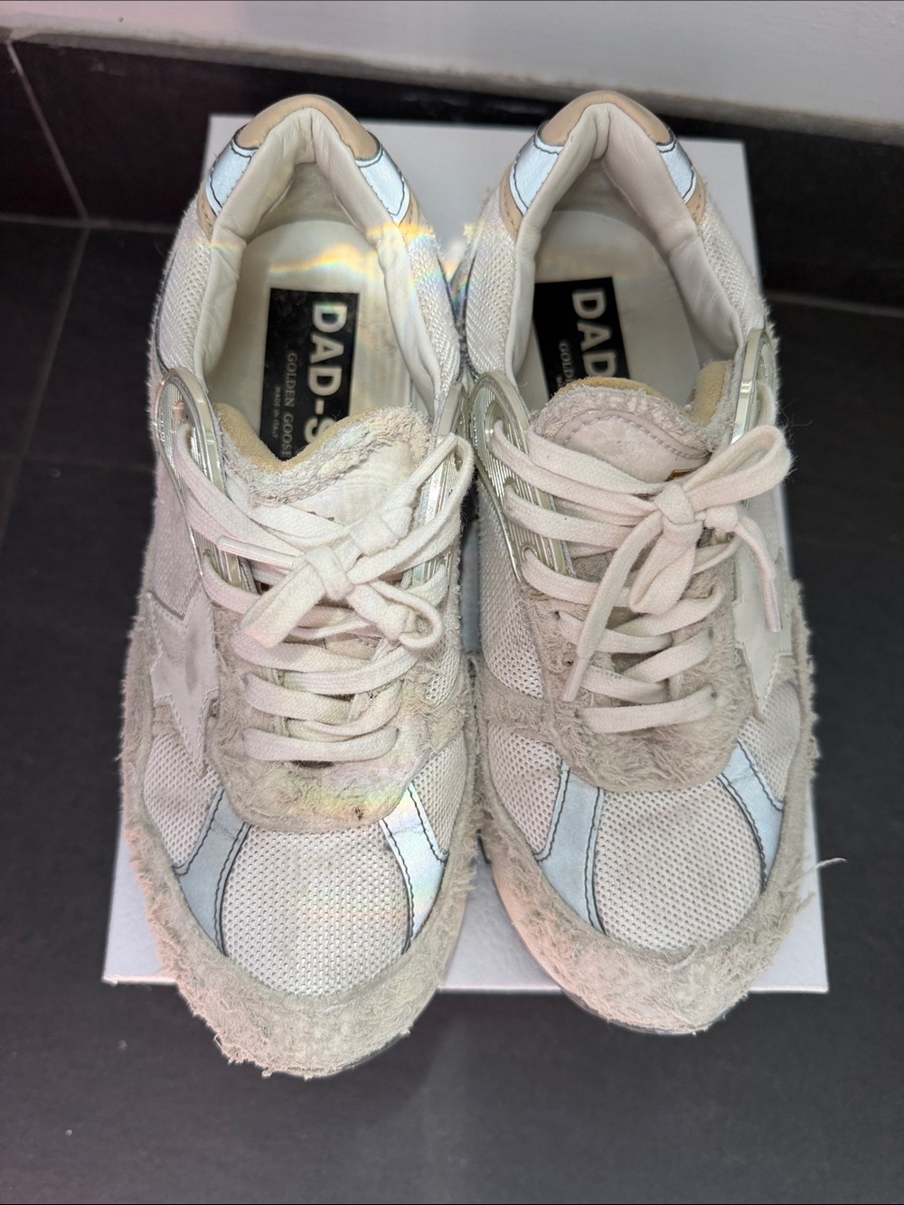 Golden Goose Deluxe Brand Women’s Dad Star Sneakers in white / grey, size 35 - Picture 7 of 13